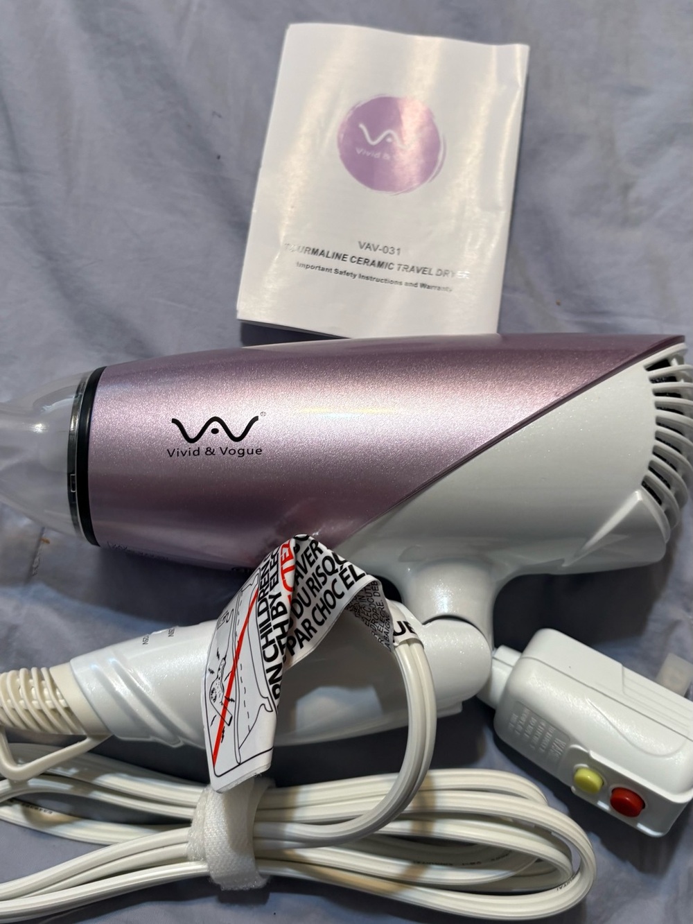 1875W Travel Hair Dryer - Purple Compact Frizz-Control Styling - Picture 2 of 4